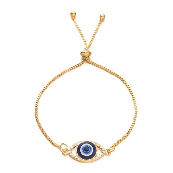 🧿 Dainty Evil Eye Bolo Bracelet ✨ Adjustable Zircon Jewelry Gift - Picture 3 of 5